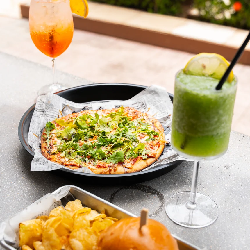 Prepared food and drinks at Vivo Beach Club